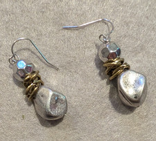 Handcrafted Silver Metal Beaded Dangle Earrin...