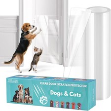 Door Protector From Dog Scratching No-Residue Shield 118x8.2 Inch Transparent