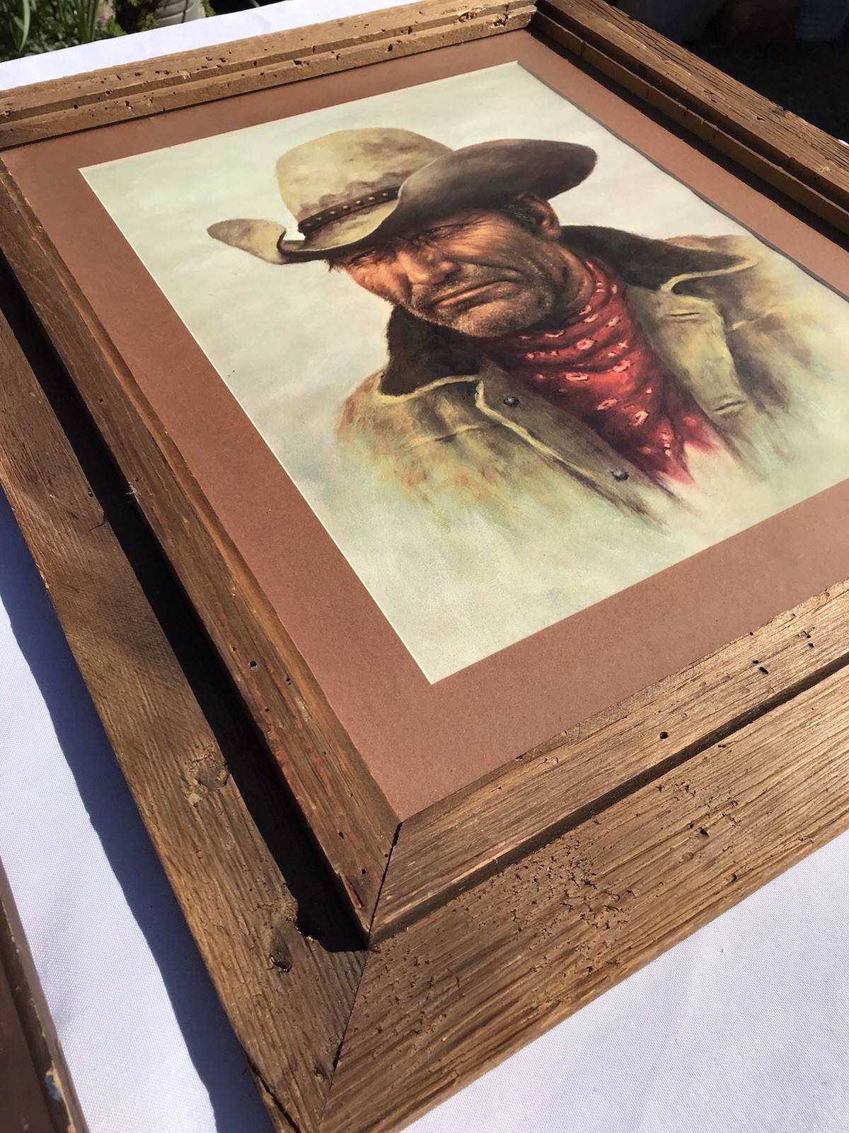 Vtg 70s BILL HAMPTON Art Print RAMROD COWBOY Professionally Framed Western 25x21