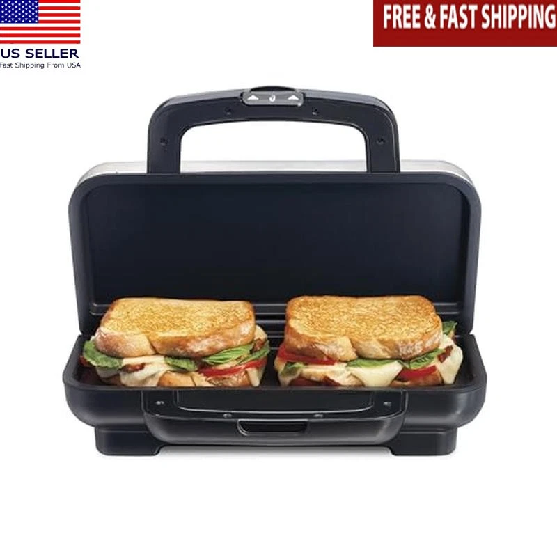 Hot Sandwich Maker Nonstick Plates Fits 2 Grilled Cheese Quickly Easy Clean 700W