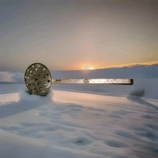 Ice Fishing Metal Skimmer Ladle Strainer Scoop 5.5" Diameter 16" Handle Vintage 
