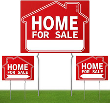 Home for Sale Sign 3 Pack , 17" X 13" Double-Sided Yard Signs with Metal Stakes