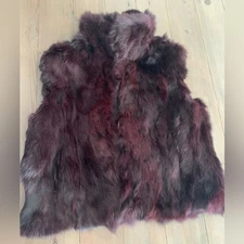 NEW Adrienne Landau rabbit fur vest redish brown