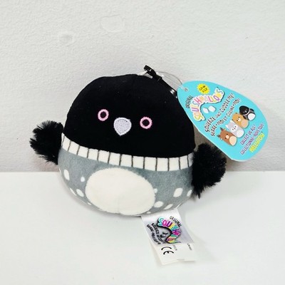 Squishmallows Lenora der Loon Vogel Clip auf weichem Plüsch SCHLÜSSELANHÄNGER 3,5 Zoll Neu mit Etikett