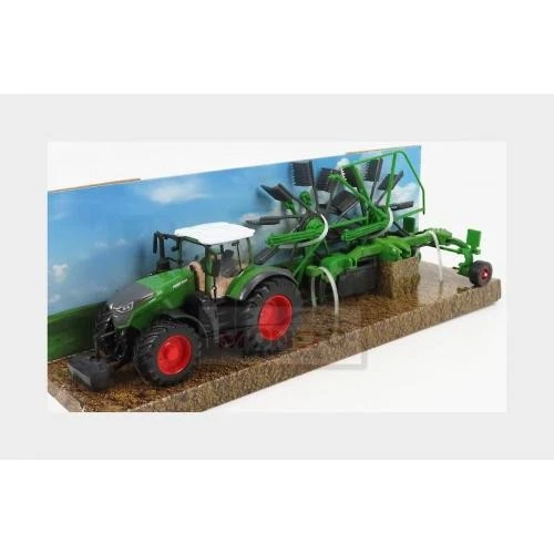 1:50 BURAGO Fendt Vario 1050 Tractor With Whirl Rake Trailer 2016 BU31665-BK - Photo 2/2