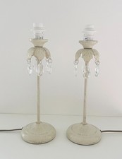 Vintage BHS Table Lamp Bases With Crystal Style Droplets - 34cm