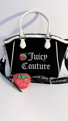 NWT Juicy Couture Sweet N Juicy Apple Tote Liquorice Velour Satchel Coin Purse