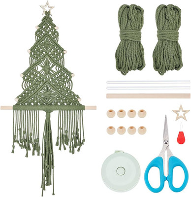 ACRNIGHEET DIY Macrame Christmas Tree Kit Handmade Green Xmas Tree Macrame Kit f