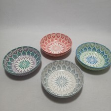 Signature Housewares 4 Piece Set Stoneware Kitchen Bowls - Multi Color Floral