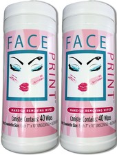 Face Print - New Premium Makeup Remover and Cleansing 40 Count Pack of 2 