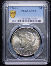 MS 63 Graded 1924 Year Peace Dollars (1921-1935) for sale | eBay