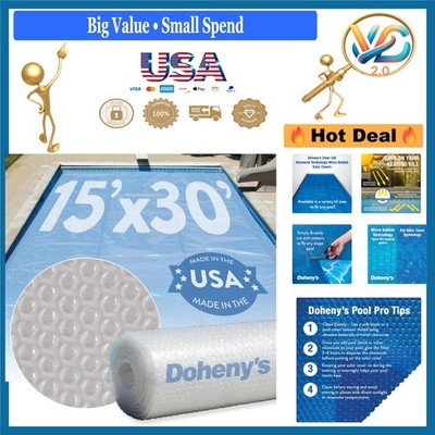 Clear-Tek Micro Bubble Solar Pool Cover 15x30 Ft for In-Ground Pools