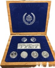 Norway Lillehammer 1994 Winter Olympics Coin Set .999 Fine Silver Bar