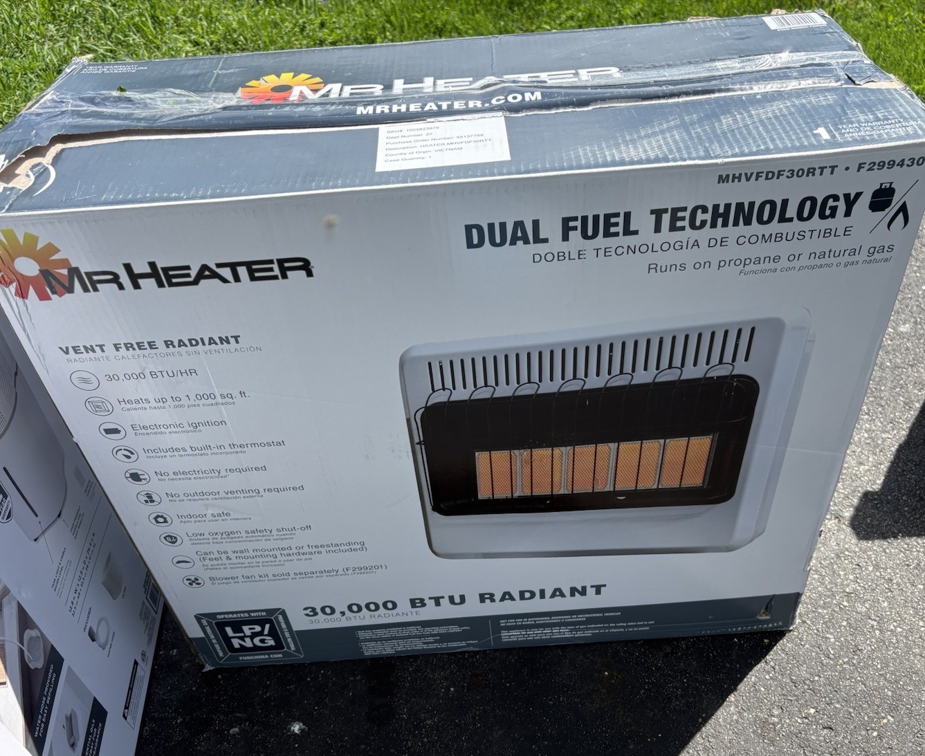 30,000 Btu Vent Free Radiant Natural Gas Or Propane Dual Fuel Heater