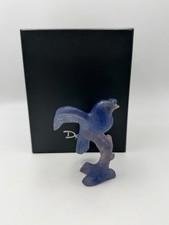 Daum France bird in blue glass paste 