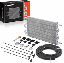 Universal Aluminum 6-Pass Transmission Oil Cooler Kit with Hose Mounting