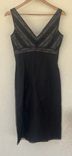 VTG Ann Taylor Silk Black Beaded Embroidered Sleeveless Cocktail Dress 4 Whimsy
