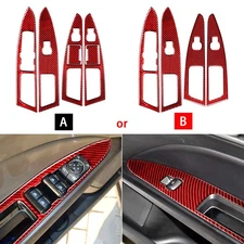 Red Carbon Fiber Window Lift Switch Panel Cover For Ford Fusion Mondeo 2013-2019