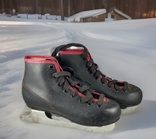 Vintage 1950's Double Blade Ice Skates Kids 11 Black