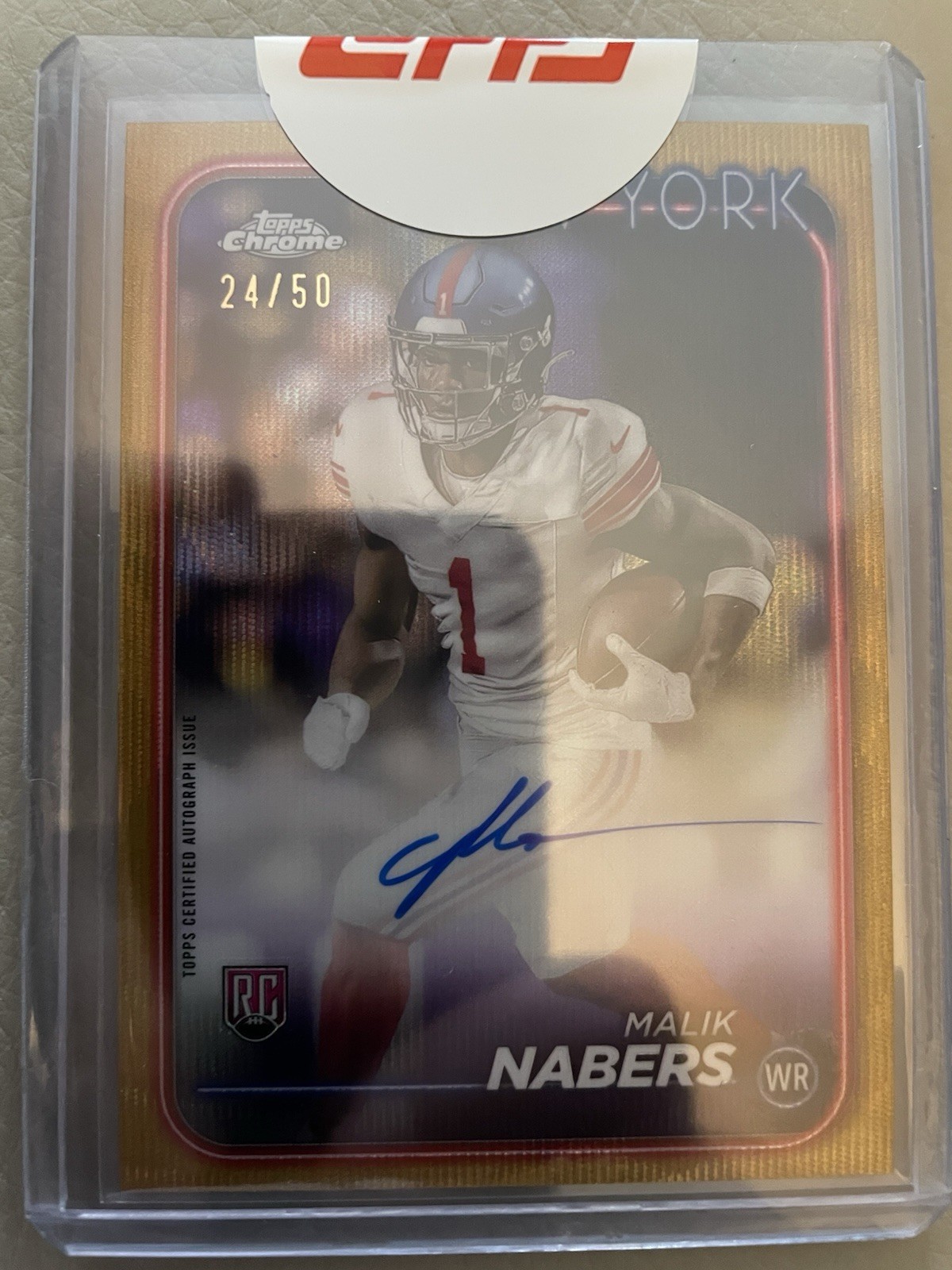 2024 Topps Chrome - Auto /  Rookies Malik Nabers #205 Gold Refractor /50 (RC)