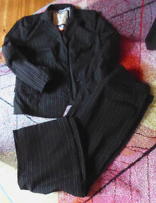 2-teilig LERROS Hosenanzug Gr. 46 Blazer Hose schwarz Nadelstreifen elegant