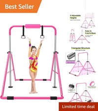 Adjustable 35-51  Kids Gymnastics Bar - Foldable  Portable with 145lbs Capacity