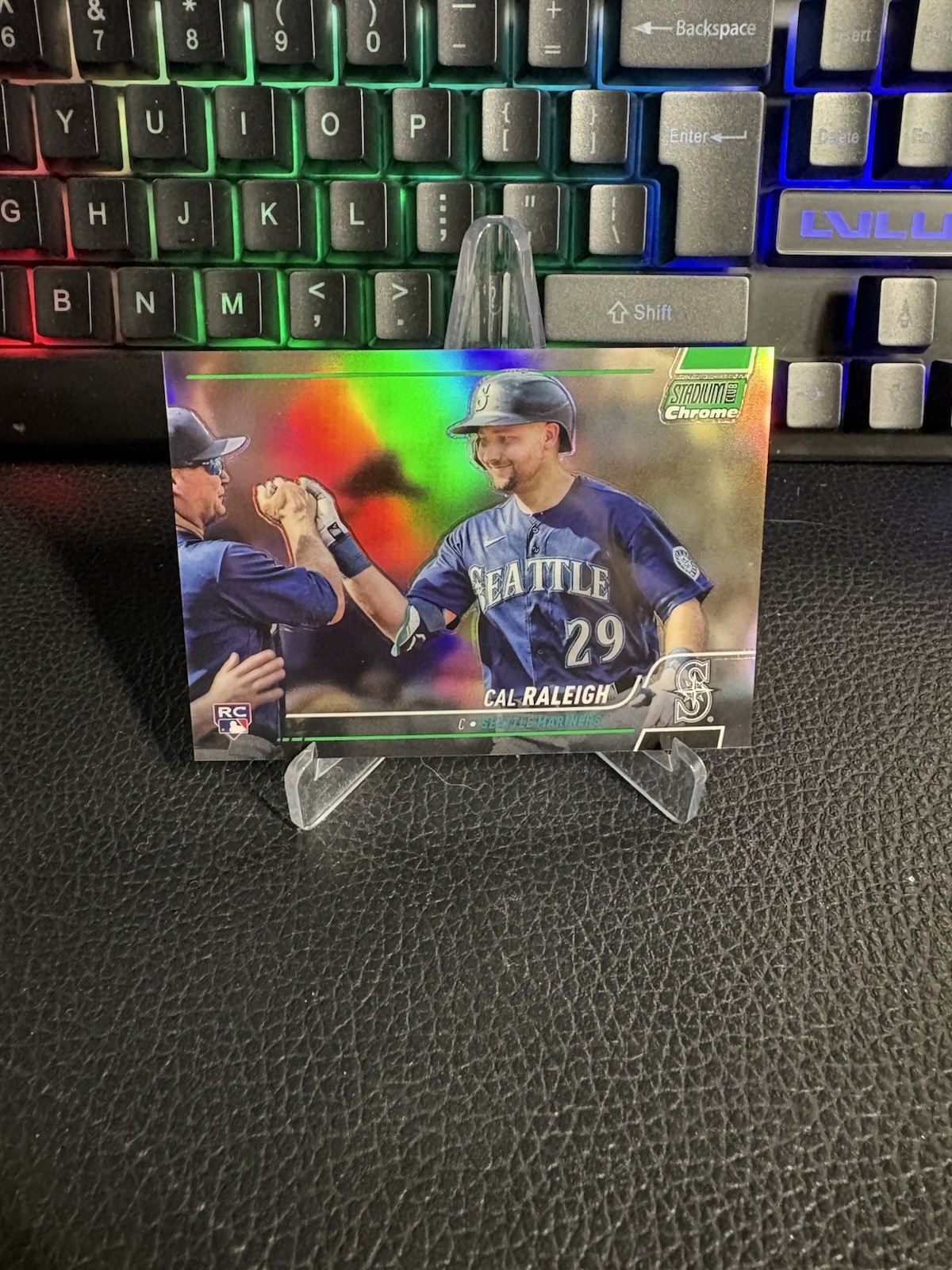 2022 Cal Raleigh Stadium Club Chrome Green /99 #255 Rookie