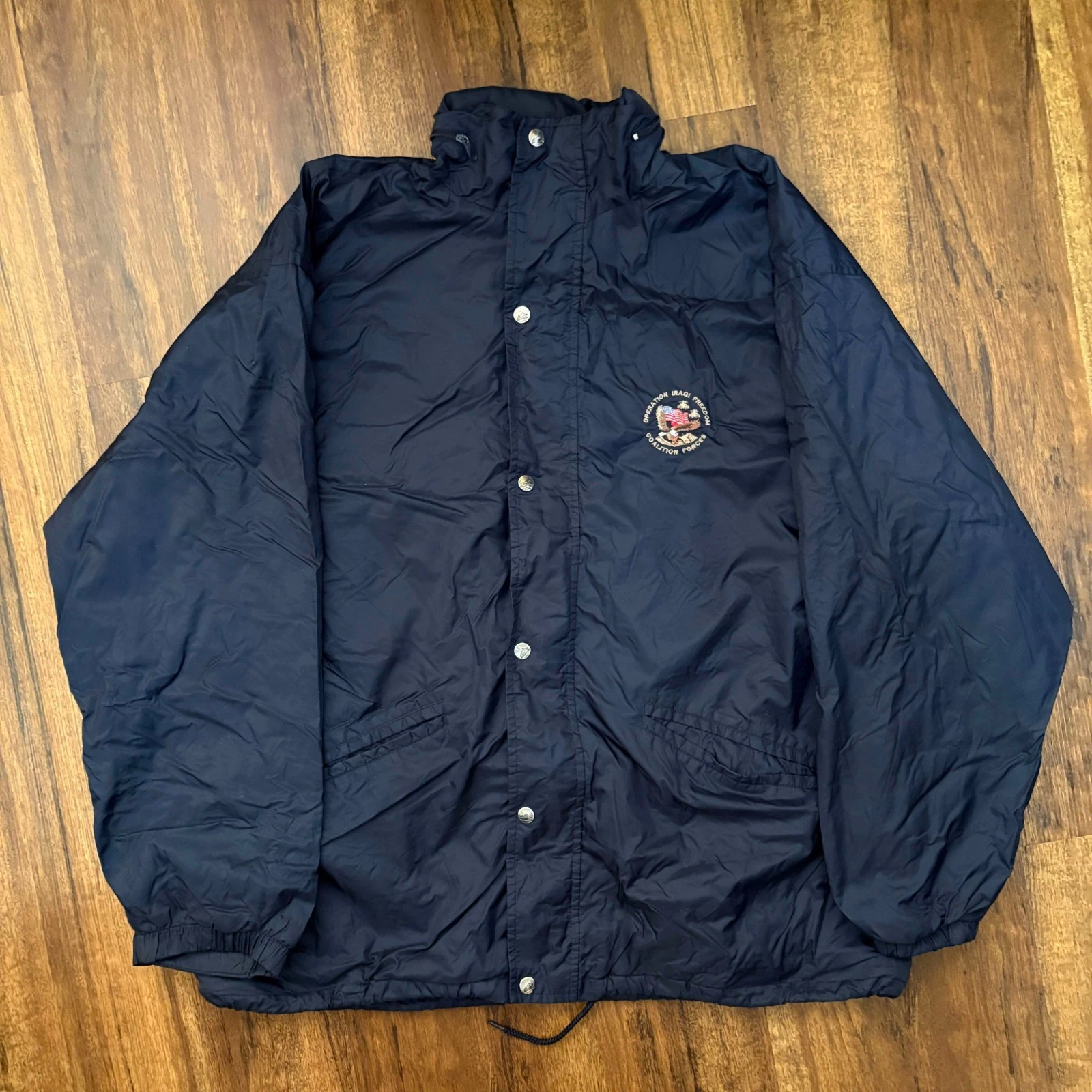 Scream Jackets Men XL Navy Blue Nylon Full Snap Coach Windbreaker Jacket Ocean - product detail image 7