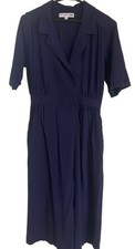 UNIQLO Ines Collab Navy Rayon Open Collar Dress S Used