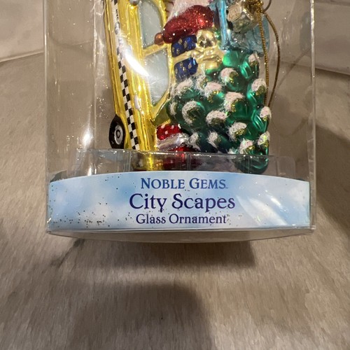 Taxi Ornament 2014 NYC City Scapes Glass with Tree brand new Adler - Picture 4 of 7