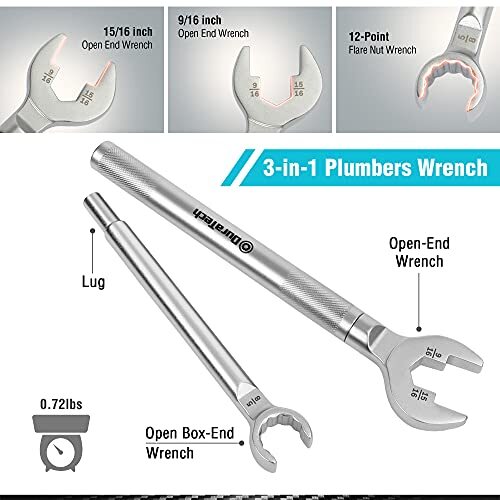 Tofficu 4-Way Sillcock Wrench – Water Spigot Key, Steel Plumbing Puller Tool For Shut-Off Valves, 3.14 Inch Compact Design