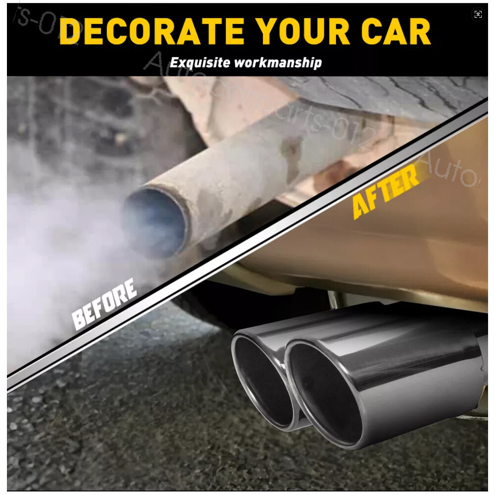 2.5 Inlet Rear Car Dual Exhaust Muffler Tip Tail Pipe Steel For Maserati Ghibli