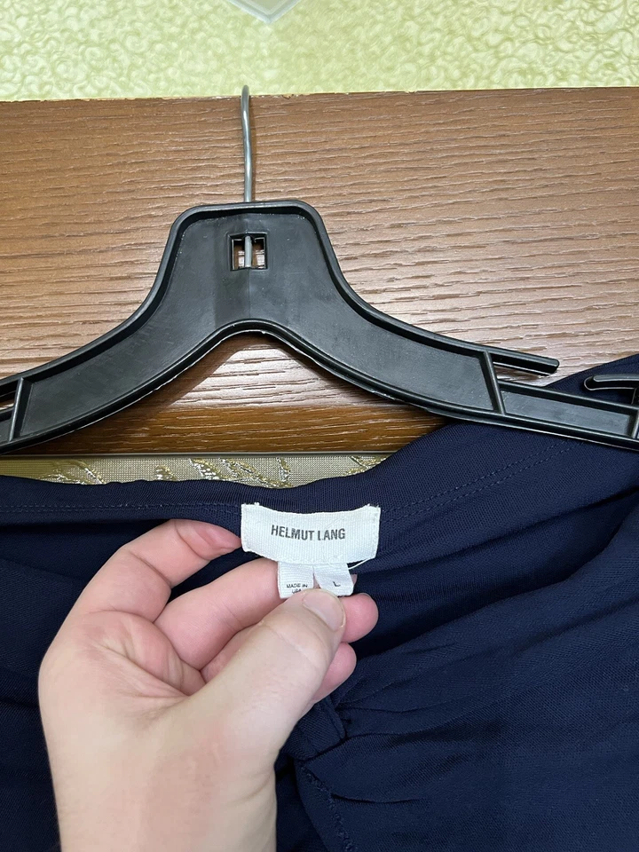 SAIA DE ARQUIVO RARA HELMUT LANG FEITA NOS EUA ASSIMÉTRICA FEMININA VINTAGE MARINHA TAMANHO G - Imagem 4 de 4