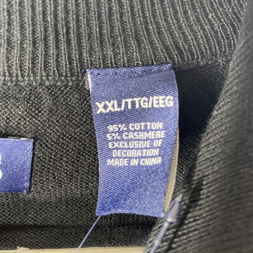 Neu Chaps Herren Klassische Passform Kaschmirmischung Viertelreißverschluss Pullover Schwarz Mode Neu - Bild 4 von 9