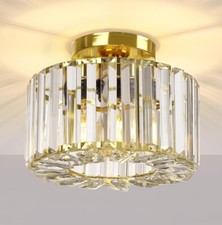 Frideko Home Gold Crystal Ceiling Light Semi Flush Industrial Fixture