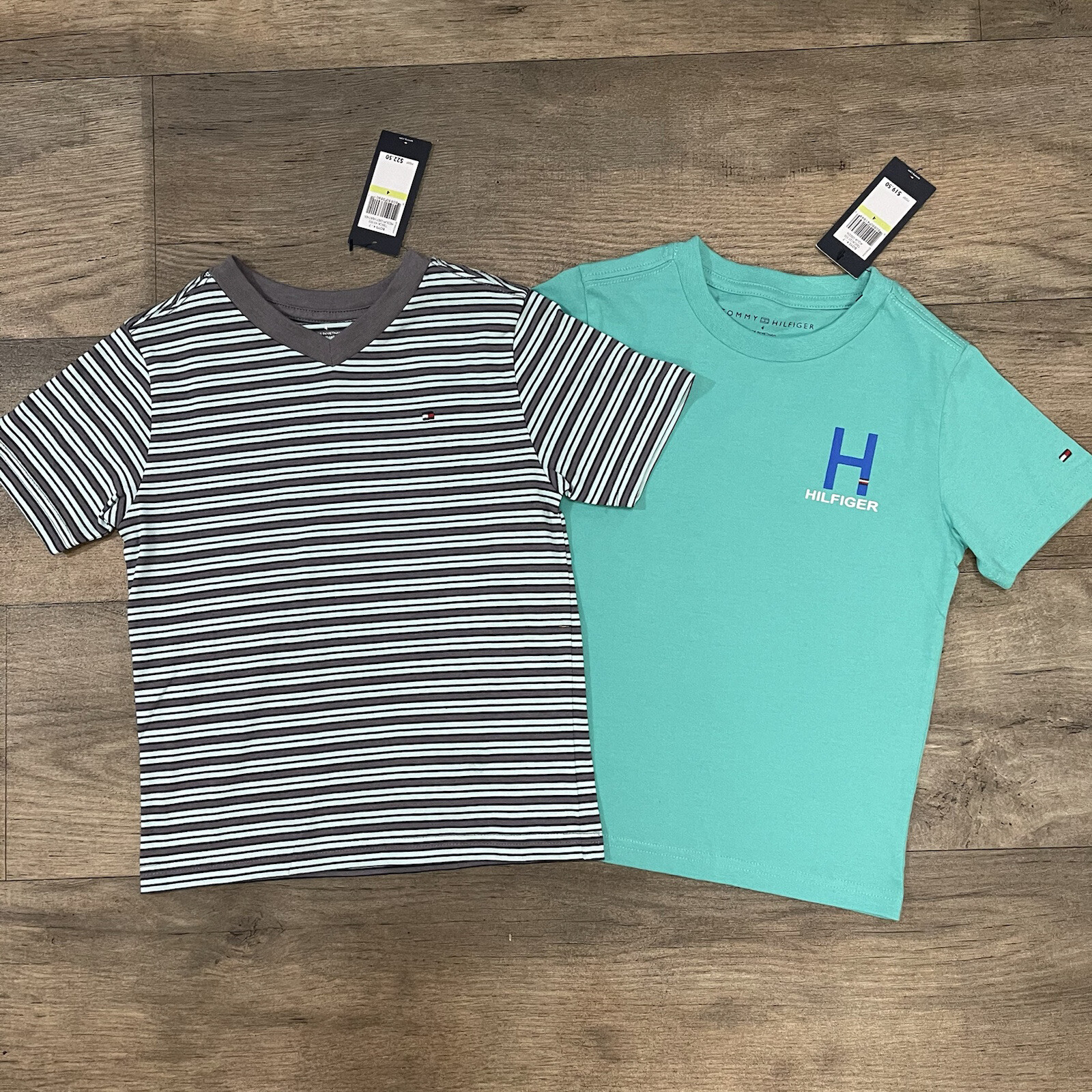 Tommy Hilfiger Gray V-neck Striped 