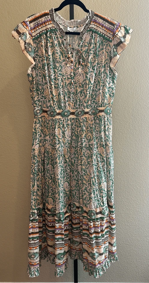 Платье миди размер XL Anthropologie Current Air Border Print многоярусное - Изображение 3 из 4