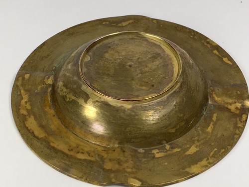 Vintage Etched Brass Round Ashtray With Etched Floral Design 5” In Diameter - Bild 6 von 11