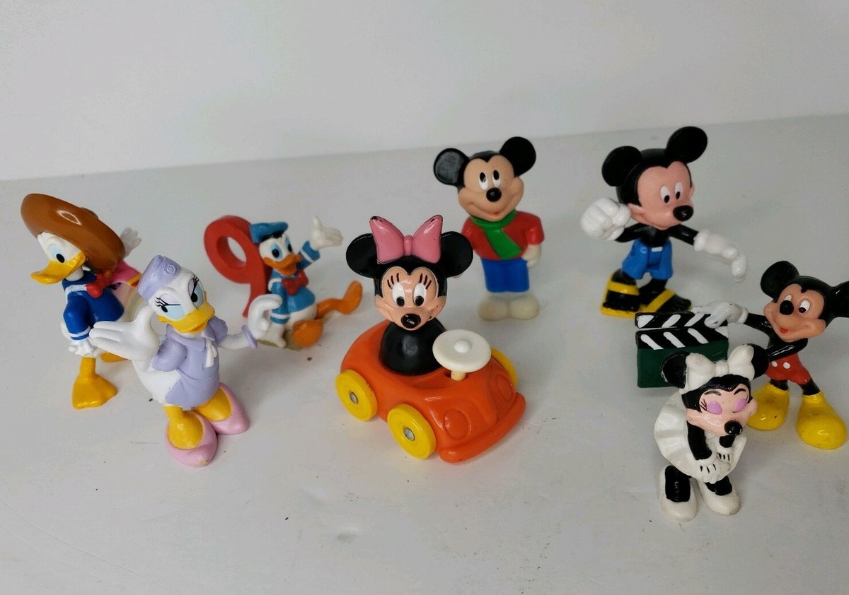 Vtg 80s-90s Lot of 8 Disney Mini Fig Mickey & Minnie Mouse, Donald