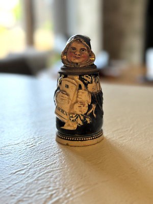 J. Reinemann ''Munich Child'' Character Lidded Beer Stein Antique 1900s