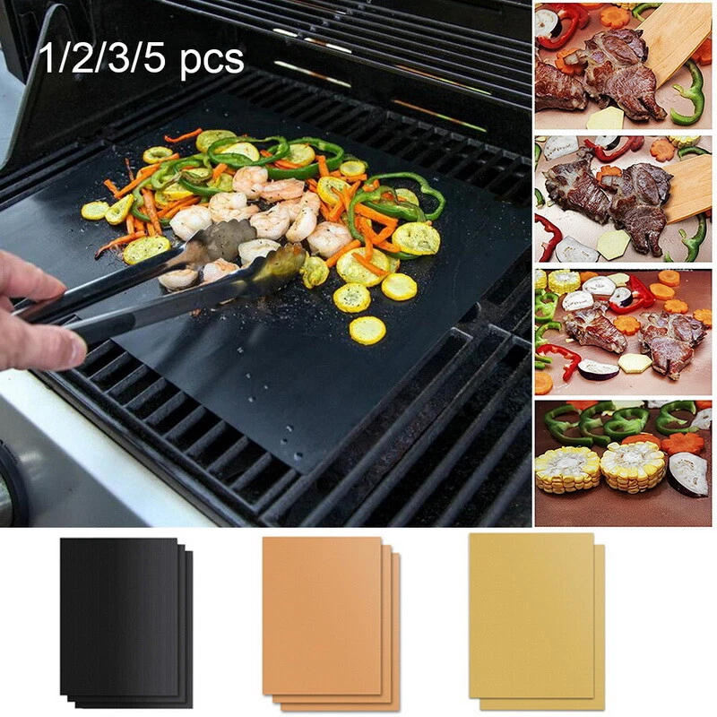 5PCS Non-stick BBQ Grill Mat Baking Pad Teflon Cooking Plate Barbecue Party  Tool