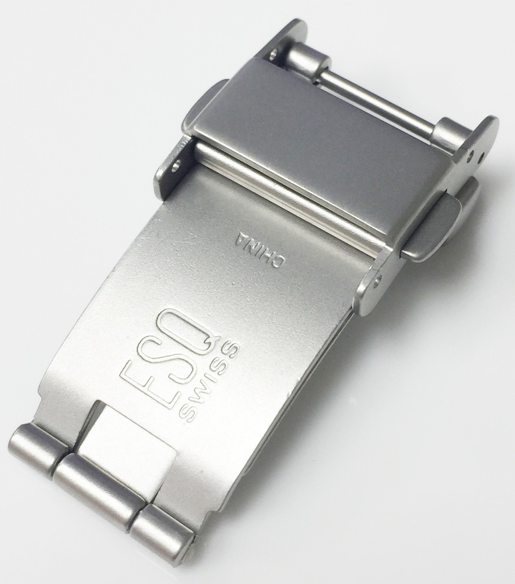 ESQ 579303968 Fold Over Clasp With Push Buttons Stainless Steel New Buckle  NOS