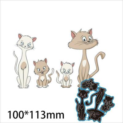 Cat Family of Four Metal Cutting Die Scrapbooking Decorative DIY Stanzschablone 
