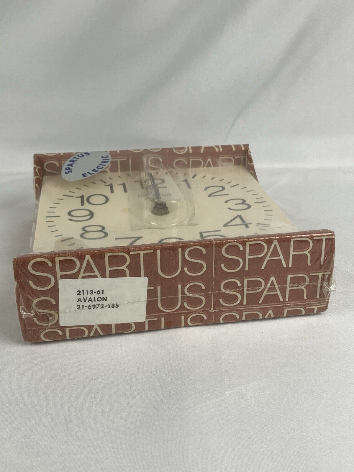 Vintage Spartus Electric Clock Wood Grain MCM Wall Made in USA 7" Square New