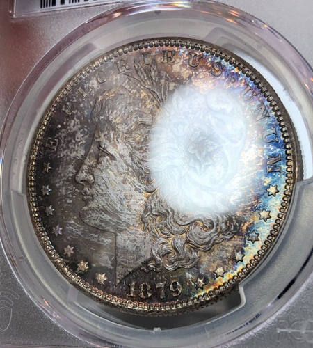 1879-S U.S. $1 Morgan Silver Dollar PCGS MS66 ~ End Roll Toning - Picture 3 of 6