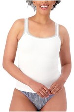 AnyBody Intimates Ribbed Lace Tank White