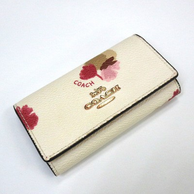 Coach 6 Key Case Off White Patterned AA Used 454f29d8d4f4e10aa09356625cdcccac