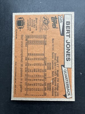 1981 TOPPS # 525 BERT JONES C 4665 | eBay