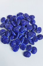 144 VINTAGE Pressed GLASS Lapis Blue Oval Cabochons 14x8mm MADE IN JAPAN