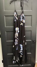 white house black market Black Floral Hi Low Halter Dress 10